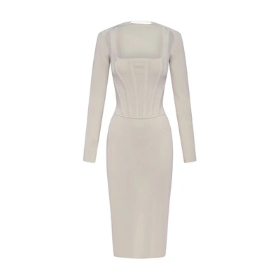 Dion Lee Corset-style Pointelle-knit Midi Dress In Alloy