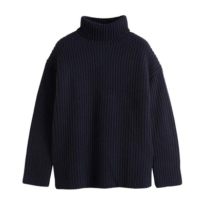 Chinti & Parker Rib-knit Cashmere Rollneck Sweater In Navy