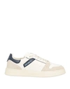 Bikkembergs Man Sneakers White Size 8 Soft Leather, Textile Fibers In Off White