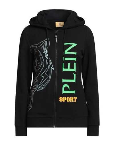 Plein Sport Woman Sweatshirt Black Size L Cotton, Elastane