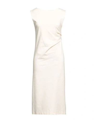 Liviana Conti Woman Midi Dress Ivory Size 8 Viscose, Polyamide, Elastane, Acetate, Polyester In White