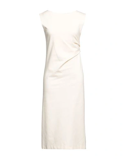 Liviana Conti Woman Midi Dress Ivory Size 6 Viscose, Polyamide, Elastane, Acetate, Polyester In White