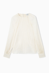 Cos Plissé Long-sleeved Blouse In White
