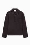 Cos Half-zip Wool-blend Jumper In Brown