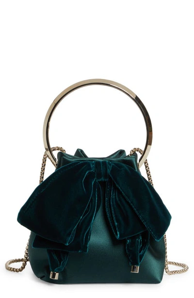 Jimmy Choo Bon Bon Bucket Shoulder Bag In Dark_green