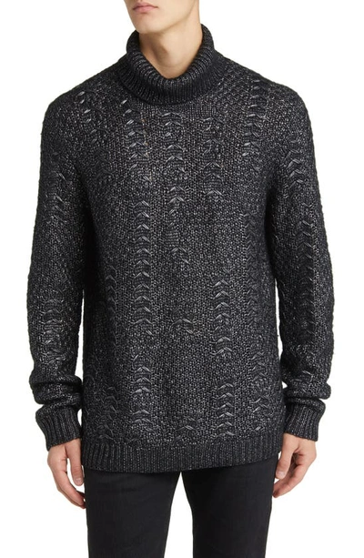 John Varvatos Men's Barclay Knit Turtleneck Sweater In Metal Black