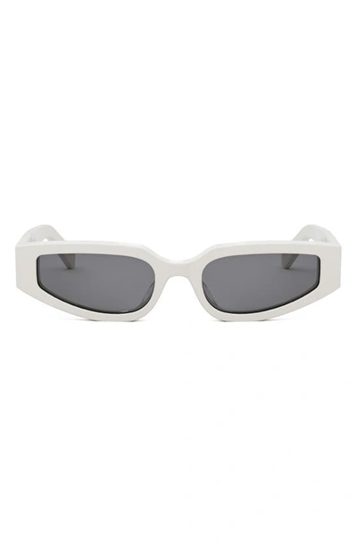 Celine Triomphe Sleek White Acetate Cat-eye Sunglasses In Ivory / Smoke