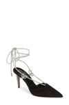 Christian Louboutin Astrid Lace Black Suede Pumps In T023 Black/ Cry/ Lin Black