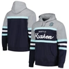 Mitchell & Ness Men's  Deep Sea Blue, Gray Seattle Kraken Head Coach Pullover Hoodie In Navy