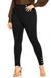 City Chic Party Fever High Waist Skinny Pants In Black