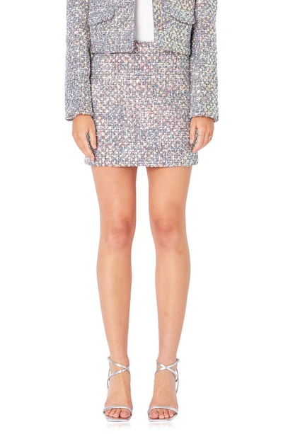 Endless Rose Women's Sequins Tweed Mini Skirt In Grey Multi