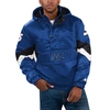 STARTER STARTER ROYAL KYLE LARSON HOME TEAM SATIN HALF-ZIP HOODIE JACKET