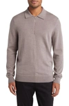 Nn07 Quarter Zip Wool Polo Sweater In Stone