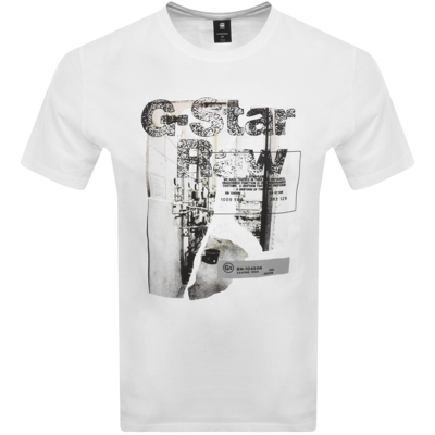 G-star G Star Raw Originals Hq Print Logo T Shirt White