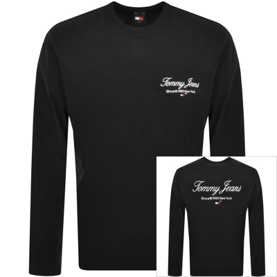 Tommy Jeans Long Sleeve Logo T Shirt Black