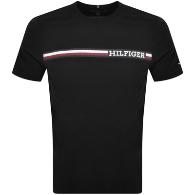Tommy Hilfiger Monotype Chest Stripe T Shirt Black