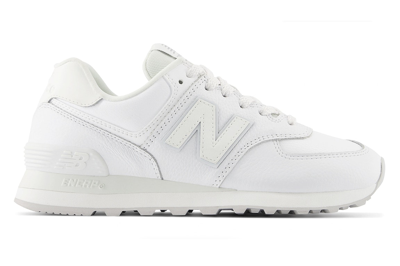 Pre-owned New Balance 574 Triple White Leather (women's) In White/white