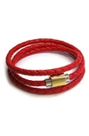 Liza Schwartz Triple Wrap Leather Bracelet In Red