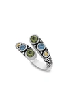 SAMUEL B. SAMUEL B. PERIDOT & BLUE TOPAZ BYPASS RING