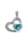 Samuel B. Silver Abalone Pearl Heart Pendant In Blue/ Green