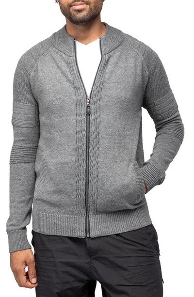 X-ray Men's Full-zip Sweater Jacket In Heather Gray