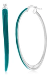 Simona Enamel Oval Hoop Earrings In Green