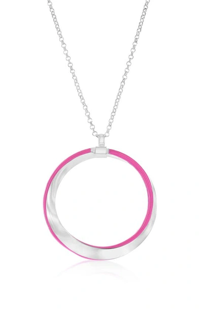 Simona Sterling Silver Or Gold Plated Over Sterling Silver, Enamel Twist Necklace In Pink