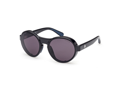 Moncler Men's 56mm Steradian Round Sunglasses In Black / Grey