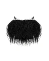 Sleeper Boheme Feather Trimmed Satin Top In Black