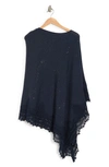 La Fiorentina Lace Trim Poncho In Navy