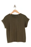 T Tahari Roll Sleeve Scuba Top In Cypress Olive