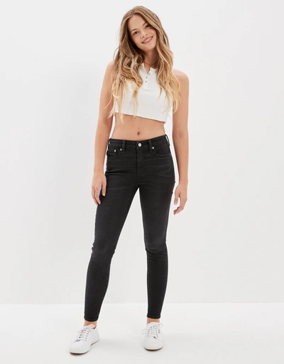 American Eagle Outfitters Ae Lu(x)e Ripped High-waisted Jegging In Black