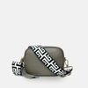Apatchy London Latte Leather Crossbody Bag With Black & Stone Maze Strap In Grey