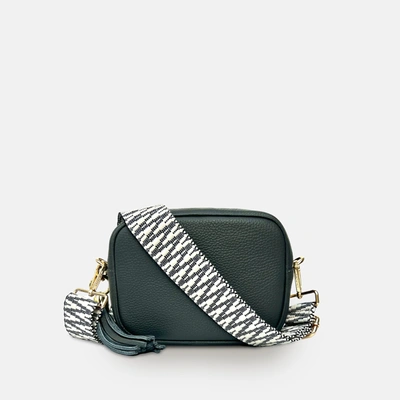 APATCHY LONDON DARK GREY LEATHER CROSSBODY BAG WITH MIDNIGHT ZIGZAG STRAP