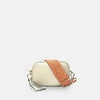APATCHY LONDON THE MINI TASSEL STONE LEATHER PHONE BAG WITH ORANGE CROSS-STITCH STRAP