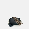 APATCHY LONDON THE MINI TASSEL BLACK LEATHER PHONE BAG WITH TAN CHEETAH STRAP