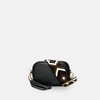 APATCHY LONDON THE MINI TASSEL BLACK LEATHER PHONE BAG WITH PORT & OLIVE DIAMOND STRAP