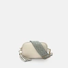 APATCHY LONDON THE MINI TASSEL STONE LEATHER PHONE BAG WITH PISTACHIO CROSS-STITCH STRAP