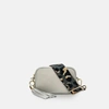 APATCHY LONDON THE MINI TASSEL LIGHT GREY LEATHER PHONE BAG WITH GREY LEOPARD STRAP
