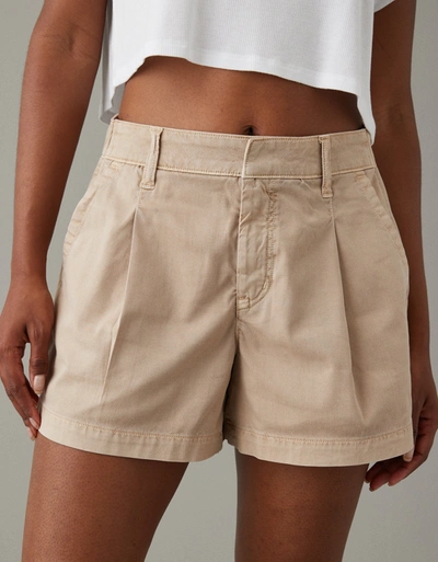 American Eagle Outfitters Ae High-waisted Trouser Short In Beige