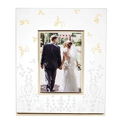 Lenox Opal Innocence Flourish Glass Picture Frame, 2.20 Lb, Metallic