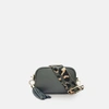APATCHY LONDON THE MINI TASSEL DARK GREY LEATHER PHONE BAG WITH GREY LEOPARD STRAP