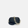 APATCHY LONDON THE MINI TASSEL BLACK LEATHER PHONE BAG WITH GOLD CHAIN STRAP