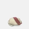 APATCHY LONDON THE MINI TASSEL STONE LEATHER PHONE BAG WITH RED CROSS-STITCH STRAP