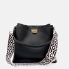 APATCHY LONDON BLACK LEATHER TOTE BAG WITH BLACK & RED AZTEC STRAP