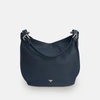 Apatchy London The Harriet Black Leather Bag With Black Arrow Strap In Blue