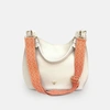 APATCHY LONDON THE HARRIET STONE LEATHER BAG WITH ORANGE CROSS-STITCH STRAP