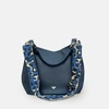APATCHY LONDON THE HARRIET NAVY LEATHER BAG WITH NAVY LEOPARD STRAP