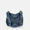 Apatchy London The Harriet Navy Leather Bag With Navy Leopard Strap In Blue