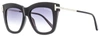 Tom Ford Women's Square Sunglasses Tf822 Dasha 01b Black/palladium 52mm In Multi